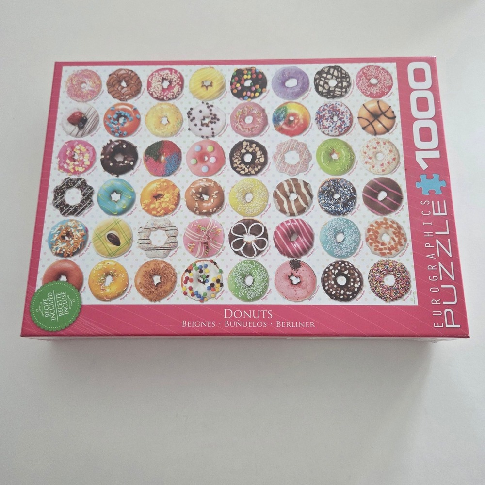 NEW‎ Eurographics Donuts Jigsaw Puzzle Pink Multicolor 1000 Piece Unisex 1000pc